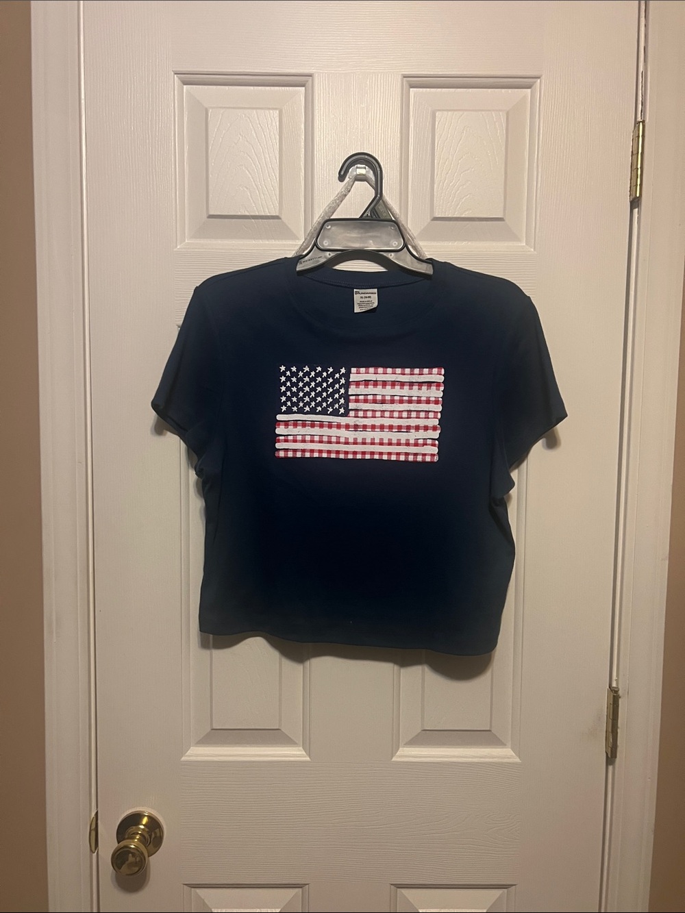 No Boundaries Navy Short Sleeve Tee with Flag Graphic